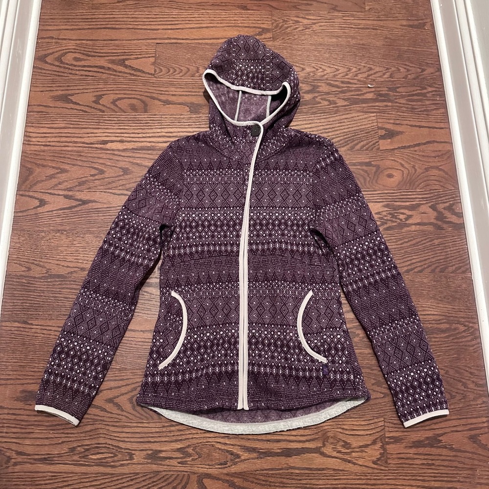 Prana Arka Purple Geometric Full Zip Hoodie Jacket W2ARKA315 Womens Medium